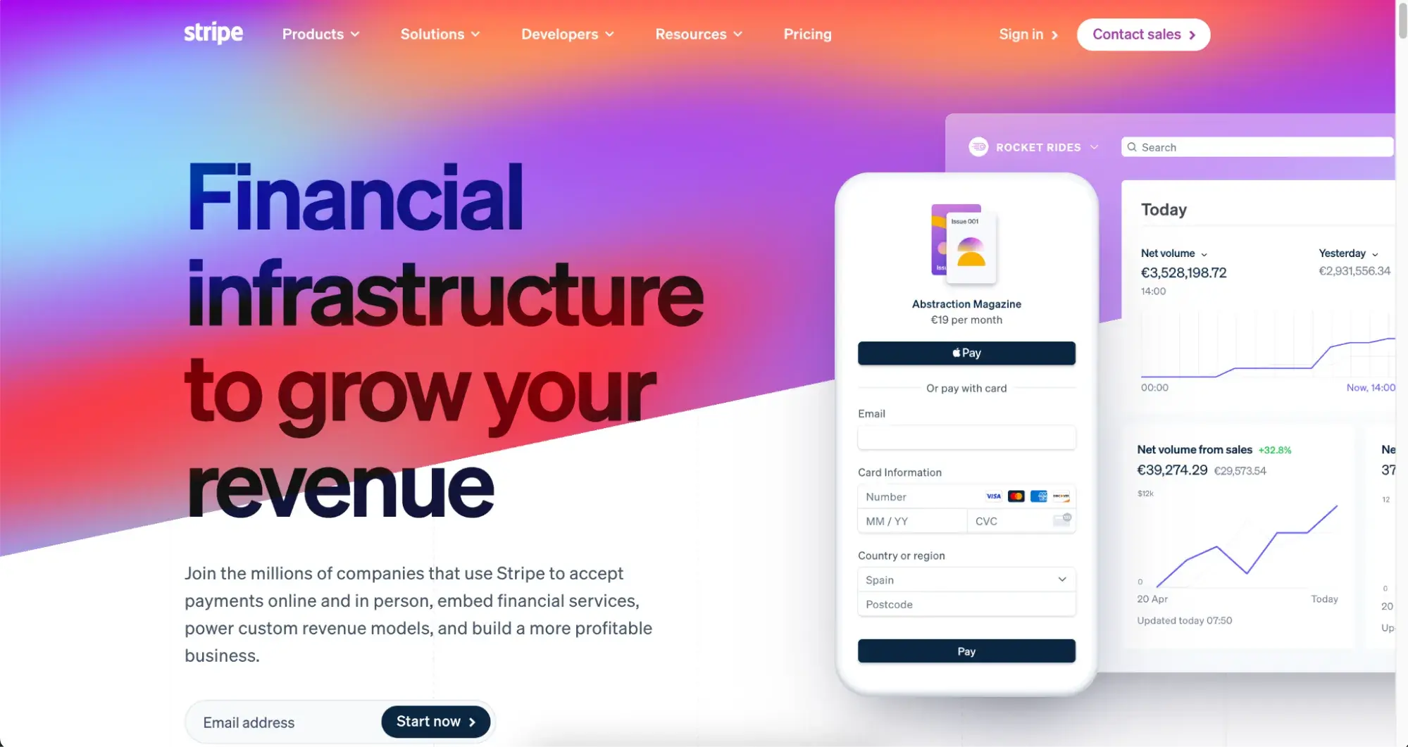 stripe website homepage corporate website example