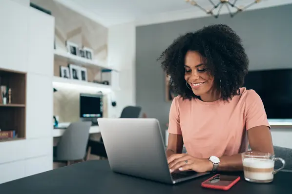 Young woman studying CSS and property value functions like the CSS linear gradient function.