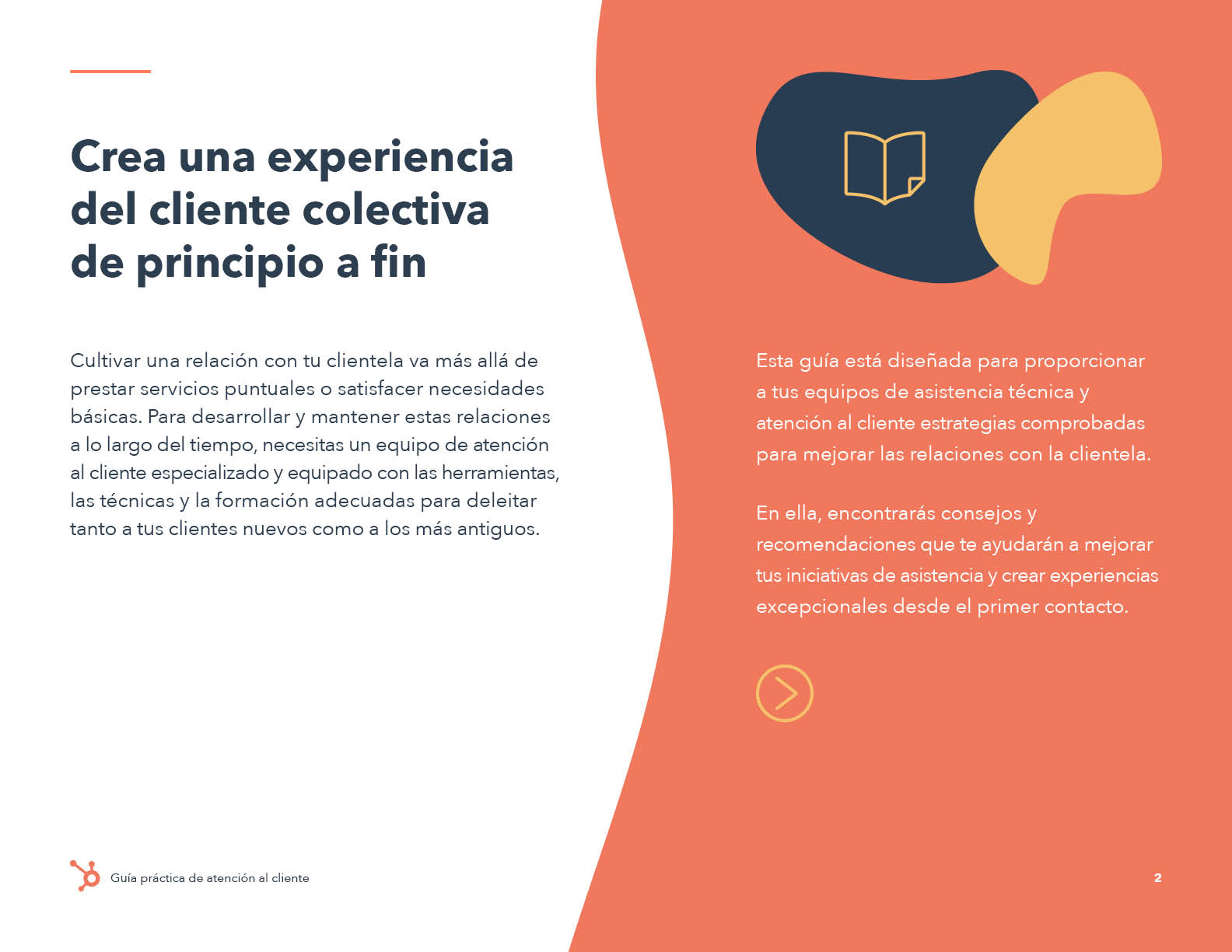 Interior de la Índice de la Guía práctica de atención al cliente