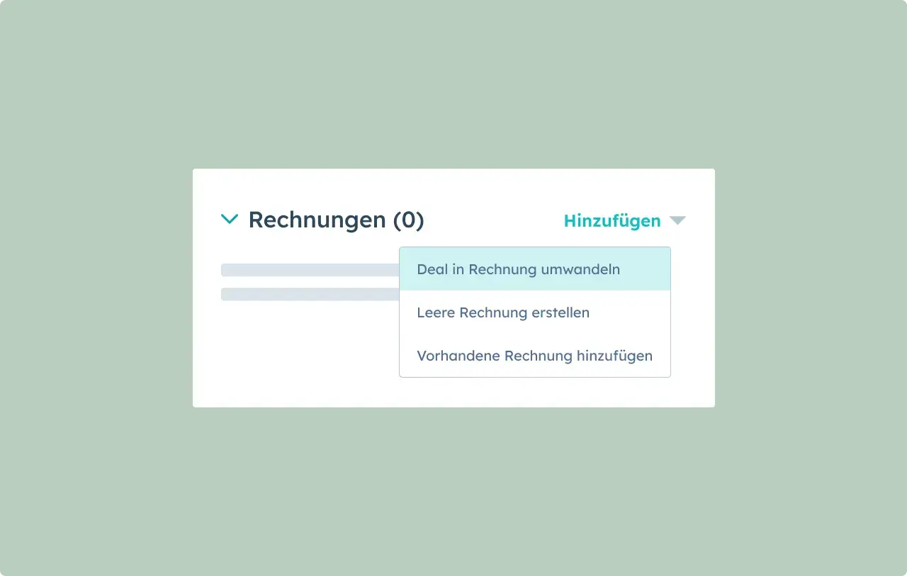 Deal in Rechnung umwandeln