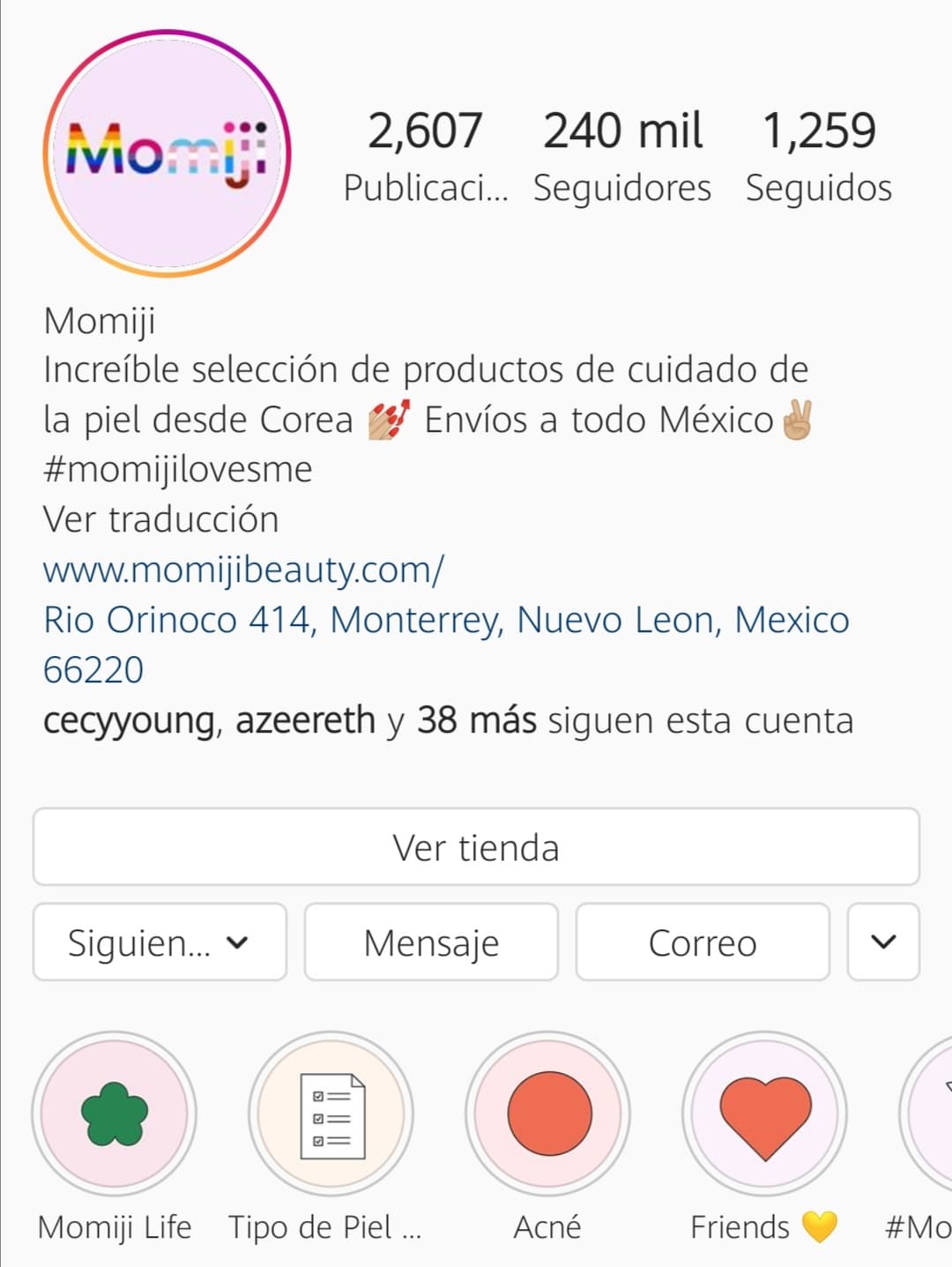 Momentos destacados en el Instagram de Momiji