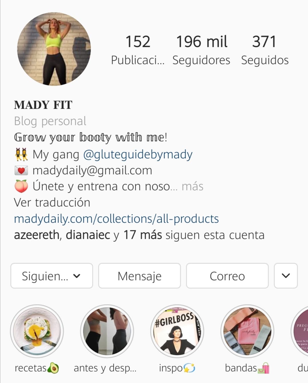 Historias destacadas de @madyfit