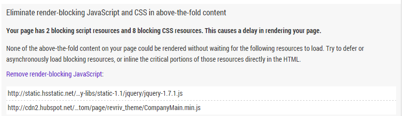 Detalles del análisis para identificar JavaScript problemático con PageSpeed Insights