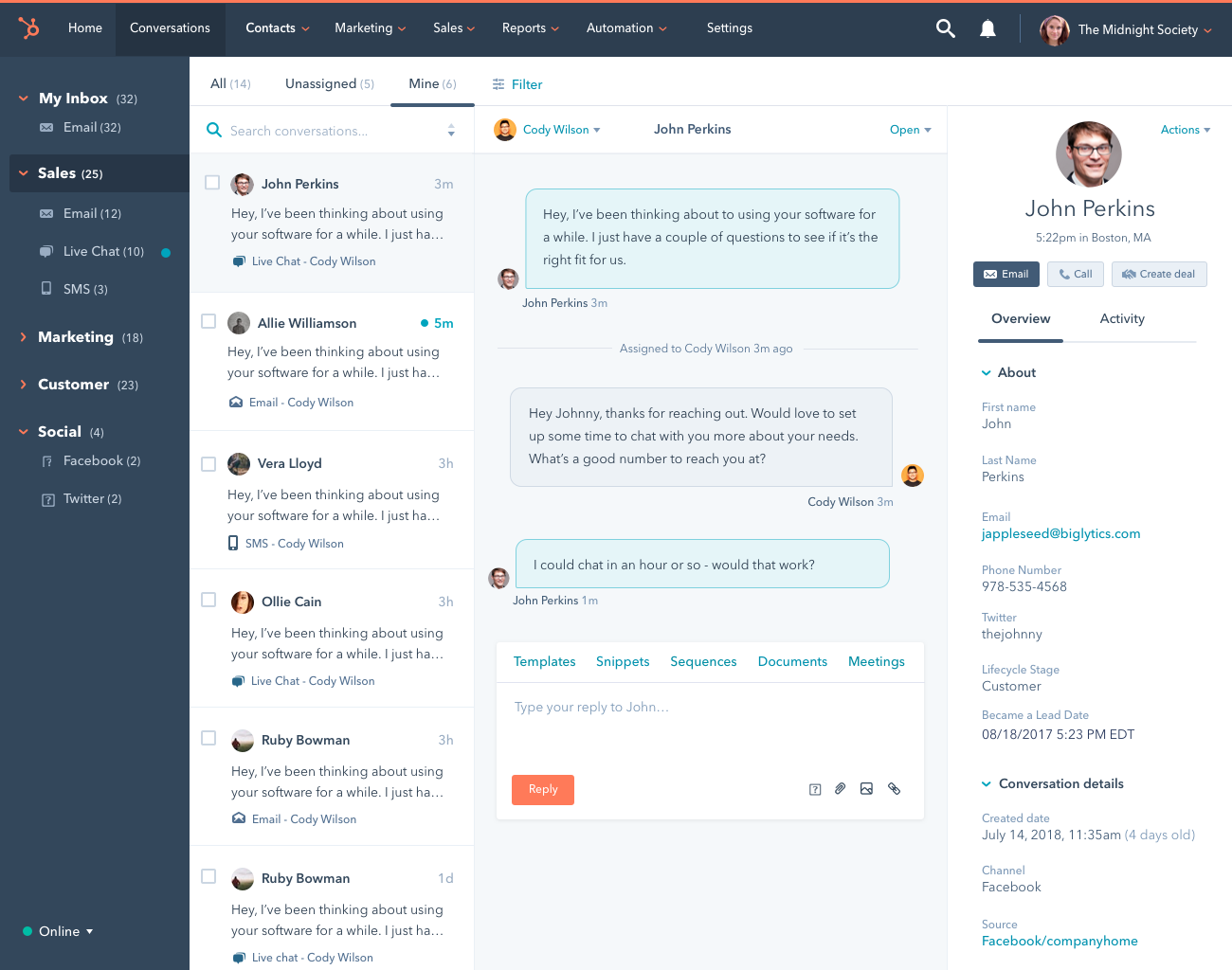 HubSpot Announces Free Conversations Tool for Multi-Channel, One-to-One Communication at Scale