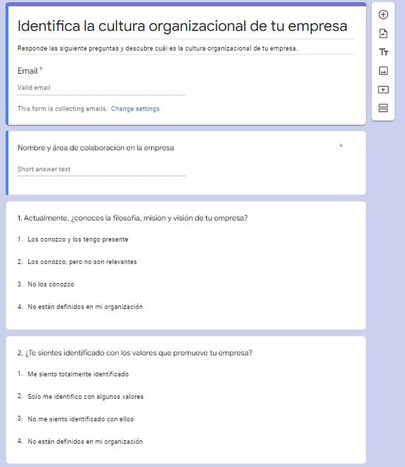 Encuesta para cultura organizacional