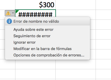 Errores de fórmulas en Excel: error de nombre no válido