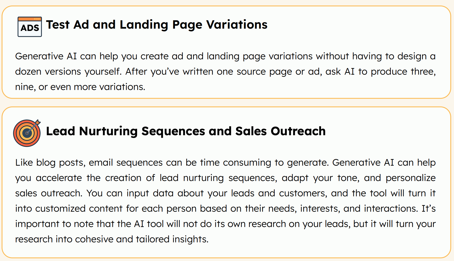 Example use cases of generative AI