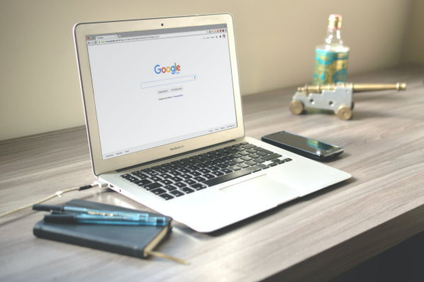 Google opened on a laptop