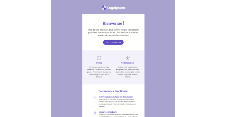 Modèle de newsletter de bienvenue