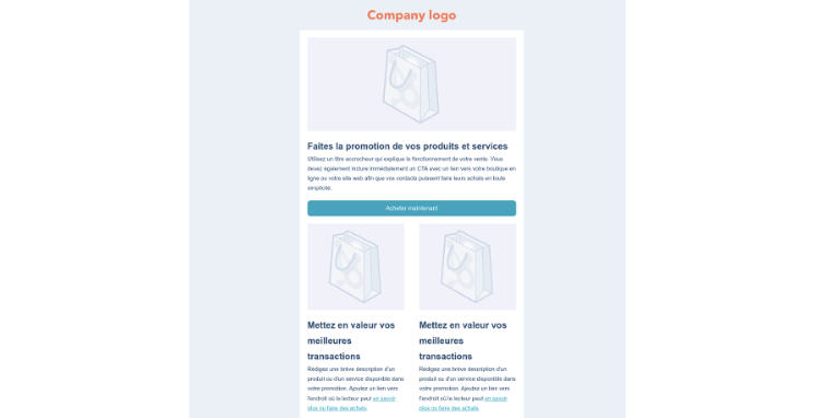 Modèle de newsletter de promotion de produits