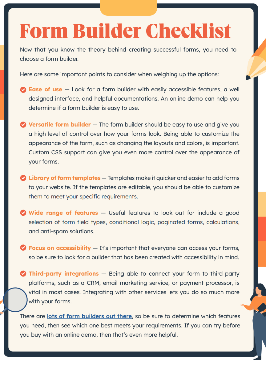 Form Builder Checklist