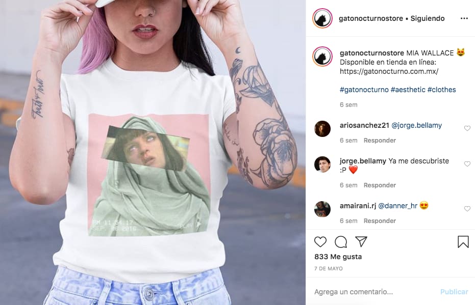 Marketing en Instagram: ejemplo de publicaciones de clientes de @gatonocturnostore