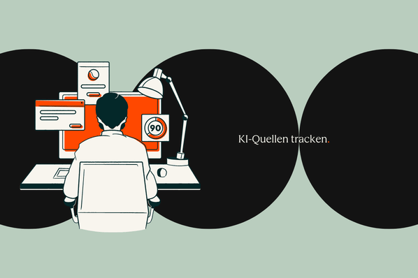 Person vor einem Laptop schaut sich das Tracking fuer KI-Quellen an