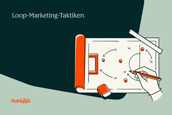 Person zeichnet eine Loop-Marketing-Taktik auf ein Blatt Papier 