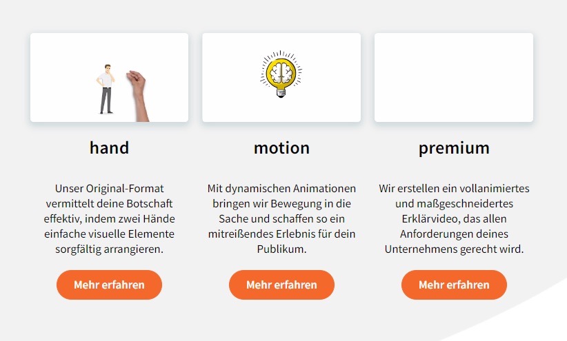 Ausschnitt der Website simpleshow, wie man ein Erklärvideo erstellt mi einzelnen Schritten