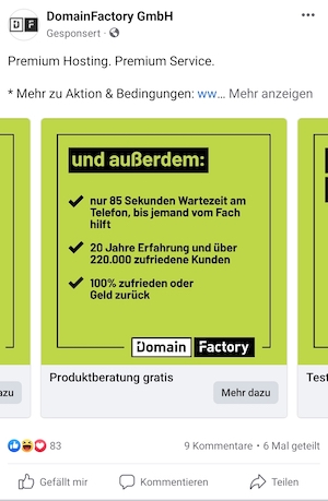 Screenshot von einer Facebook Carousel Ad im Facebook-Feed