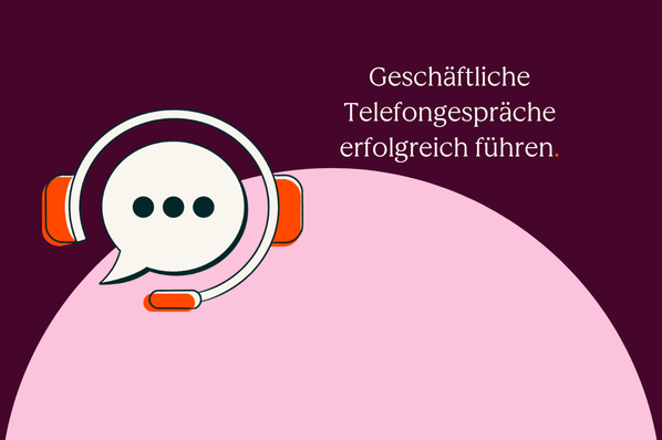 Geschäftliche Telefongespräche führen: Illustration mit Headset und Sprechblase
