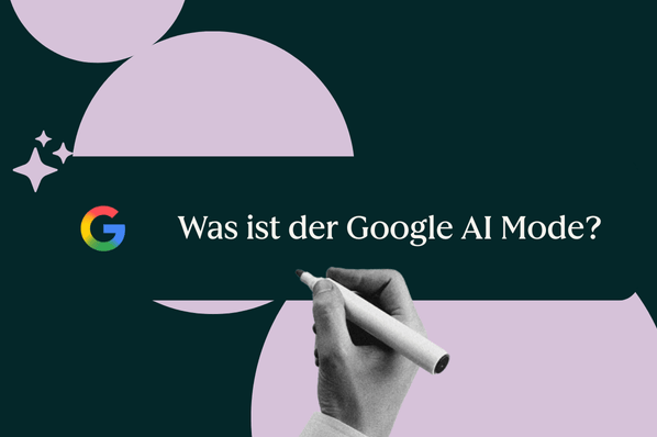 Person gibt Was ist Google AI Mode in die Suchleiste des Google AI Mode ein