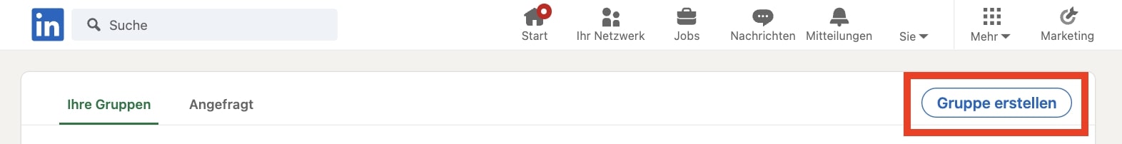 Screenshot LinkedIn-Gruppe erstellen
