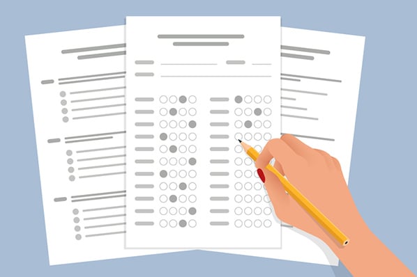 Illustration standardisierter Fragebogen wird ausgefüllt