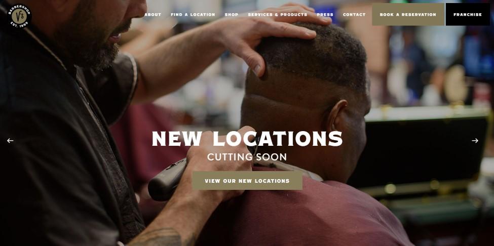 Best barbershop website design, example from Vs Barbershop