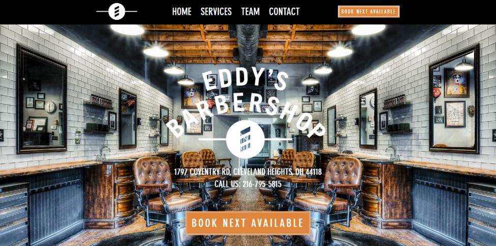 Best barbershop website design, example from Eddys Barbershop