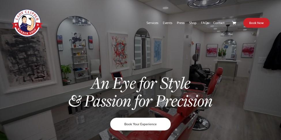 Best barbershop website design, example from The Lady Clipper 