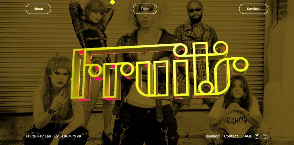 Best barbershop website design, example from Fruits Hair Lab