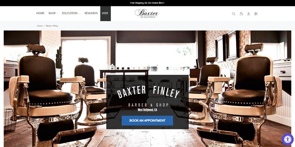 Best barbershop website design, example from Baxter Finley