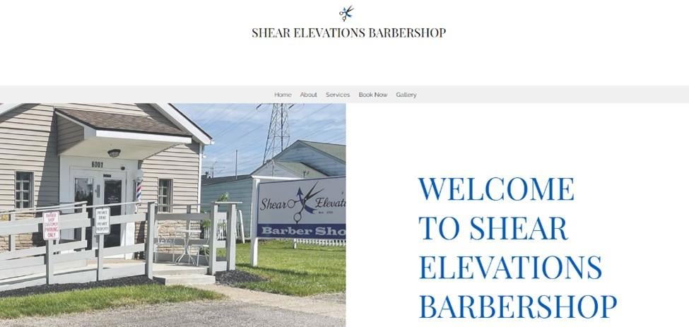 Best barbershop website design, example from Shear Elevations