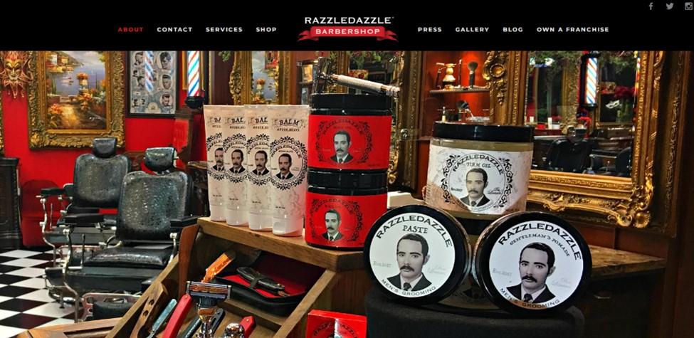 Best barbershop website design, example from RazzleDazzle