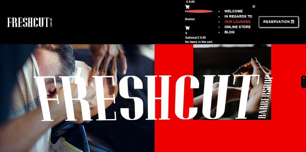 Best barbershop website design, example from Freshcut