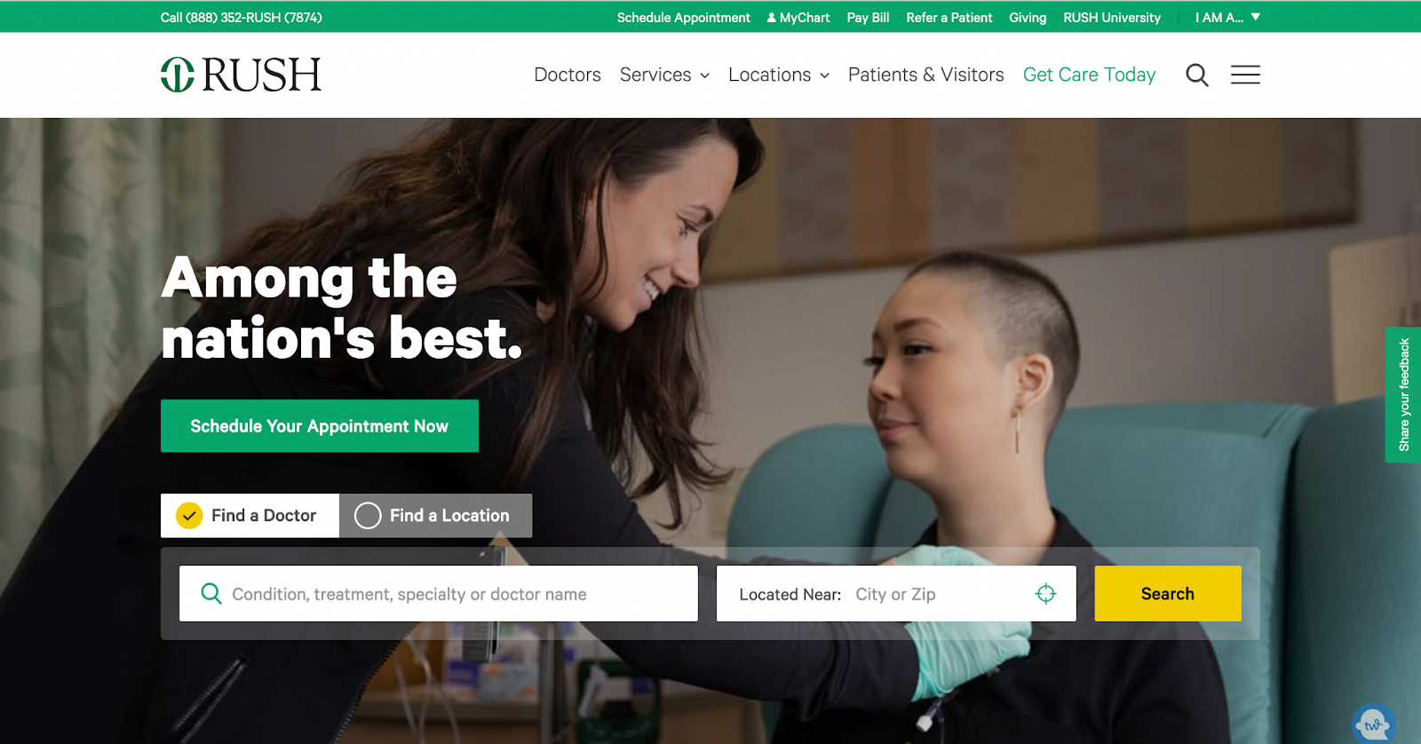 healthcare websites, Rush Medical Center