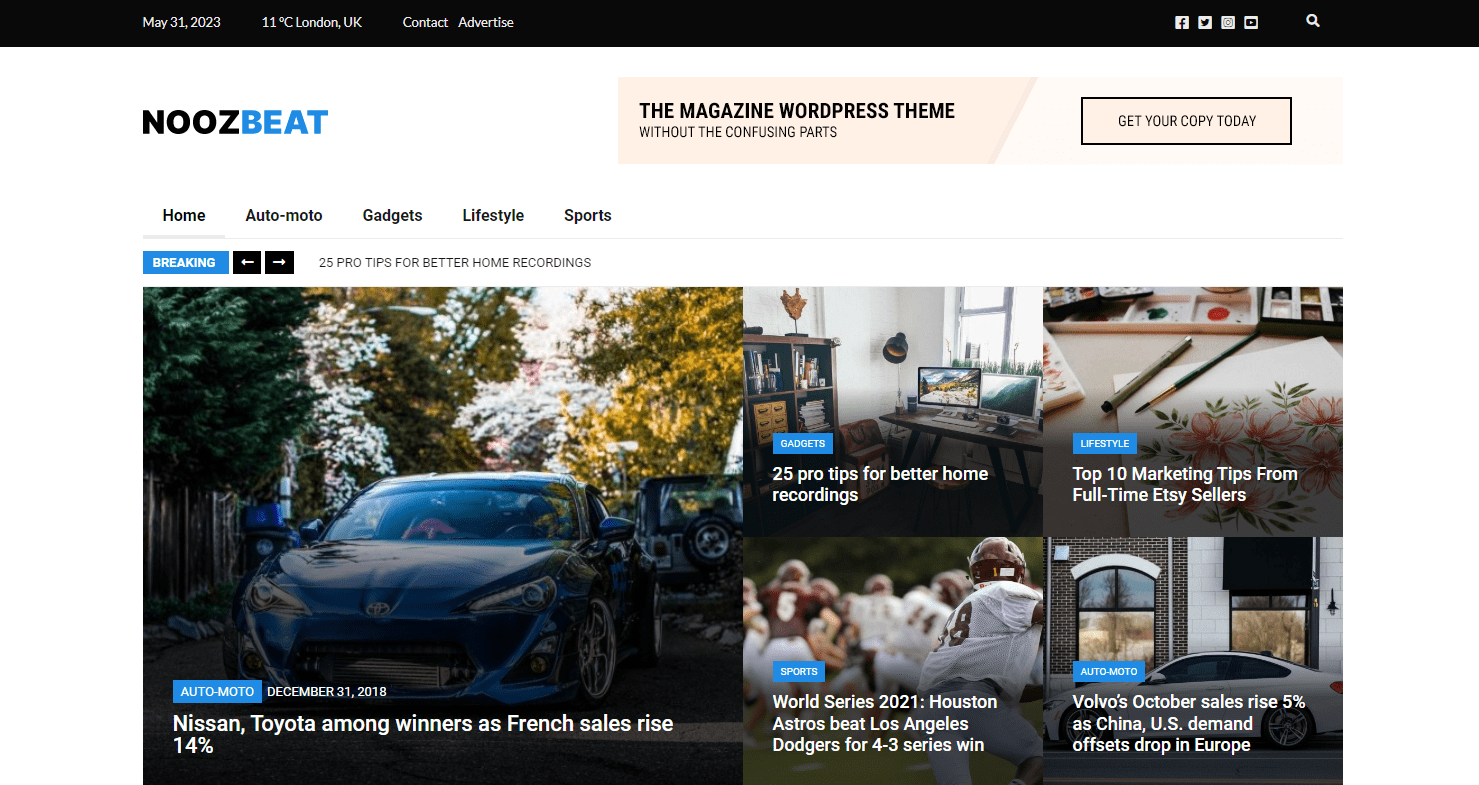 newspaper wordpress themes, Noozbeat