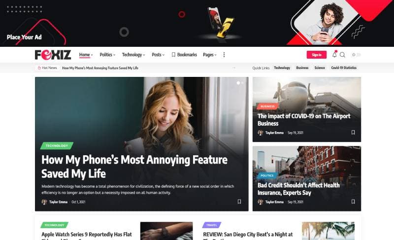 newspaper wordpress themes, Foxiz