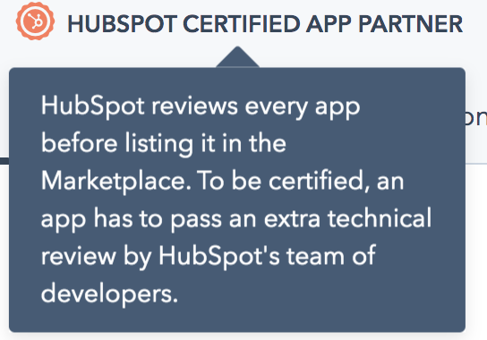 Screenshot of the app certification flag on the listing page.