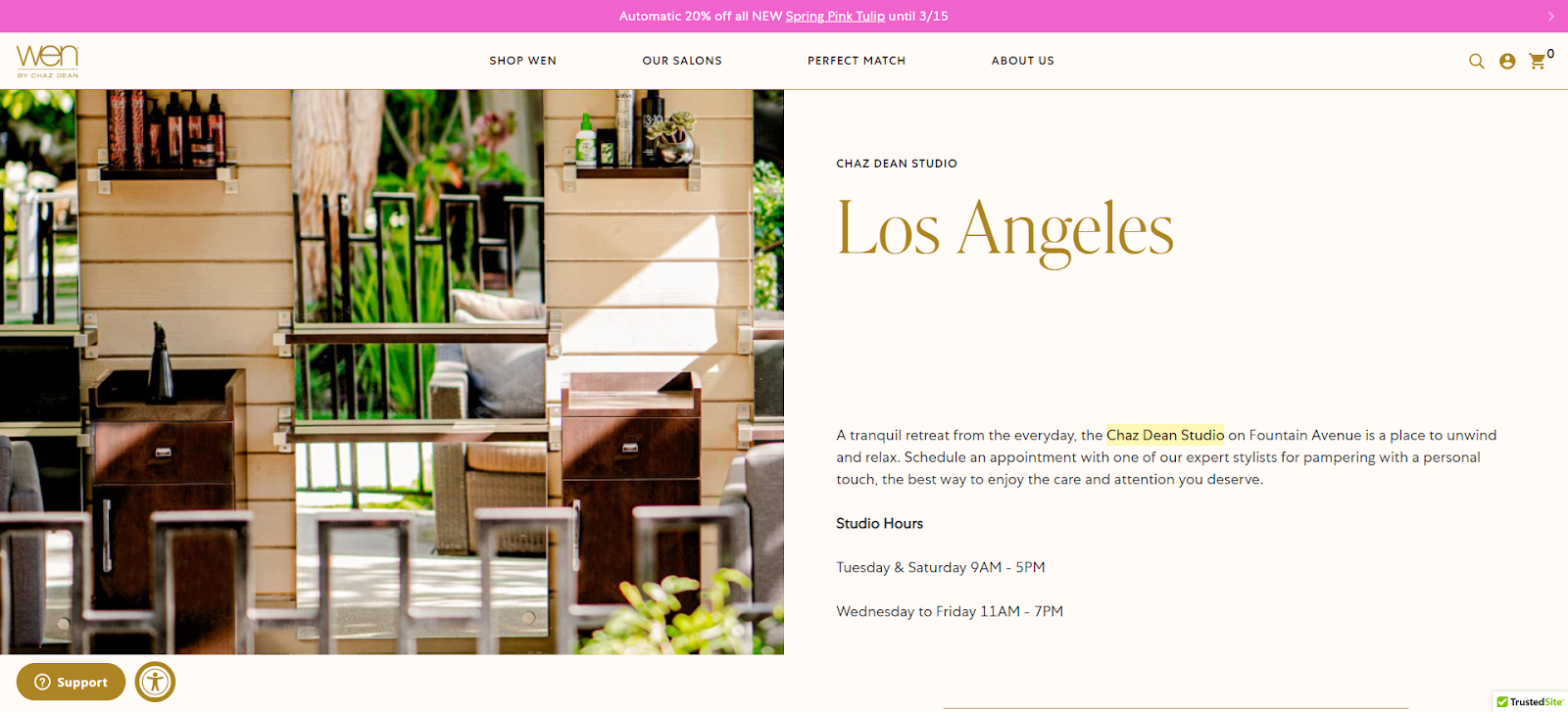 hair salon website, Chaz Dean Studio