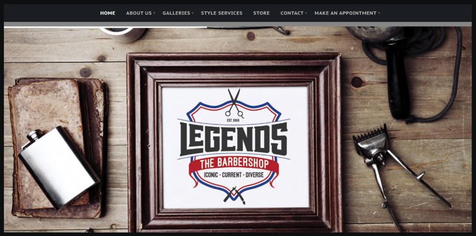 Best barbershop website design, example from Legends The Barbershop