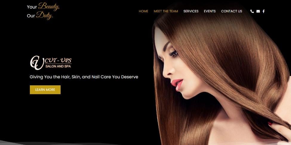 Best barbershop website design, example from Cut Ups
