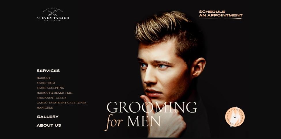 Best barbershop website design, example from Steven Tabach