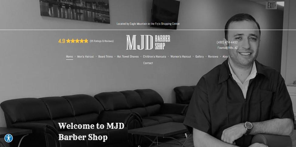 Best barbershop website design, example from MJD Barbershop