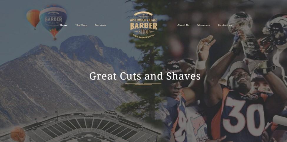 Best barbershop website design, example from Applewood Village Barbershop