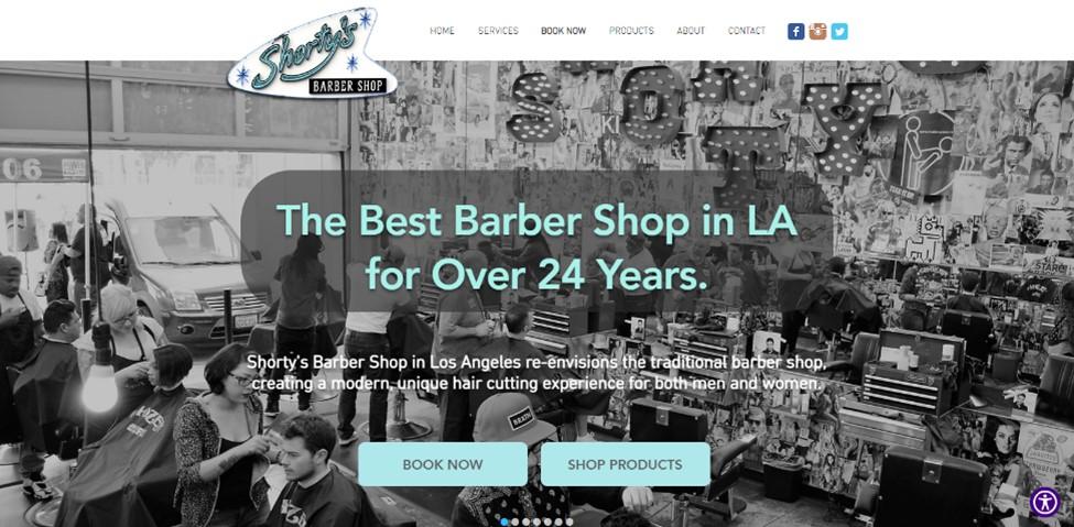 Best barbershop website design, example from Shortys Barbershop