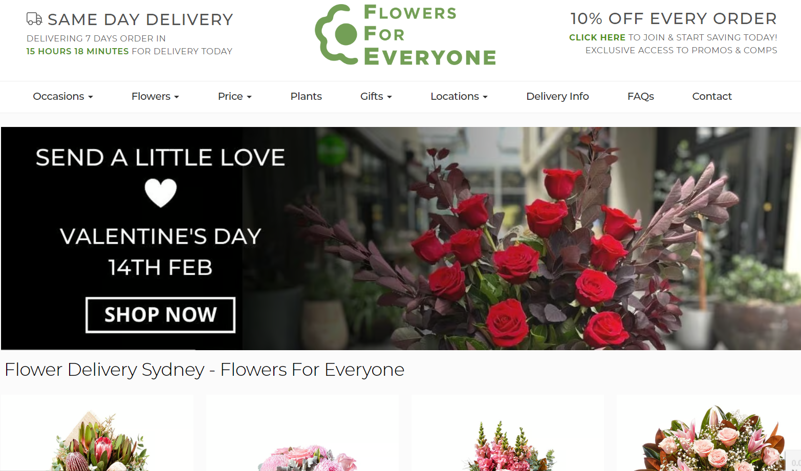Best florist websites  design example from Flowers for Everyone.