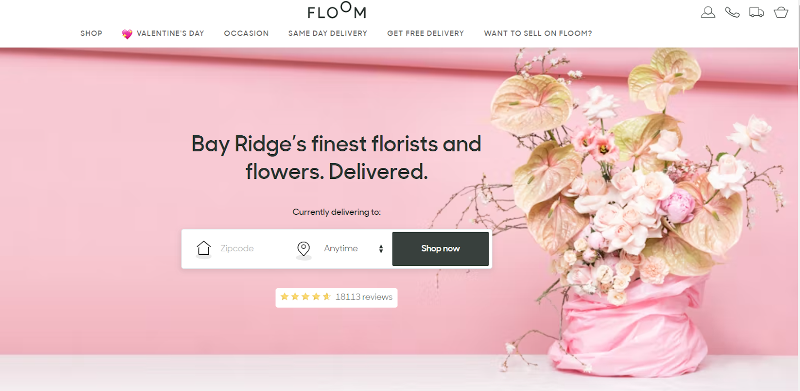 Best florist websites  design example from Floom.