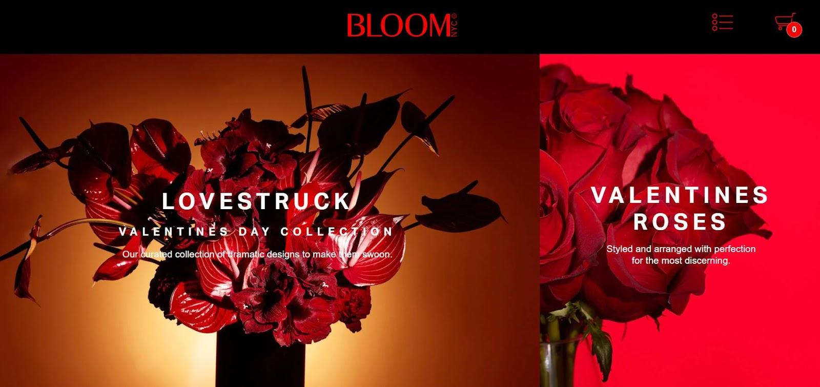 Best florist websites  design example from Bloom Flowers.