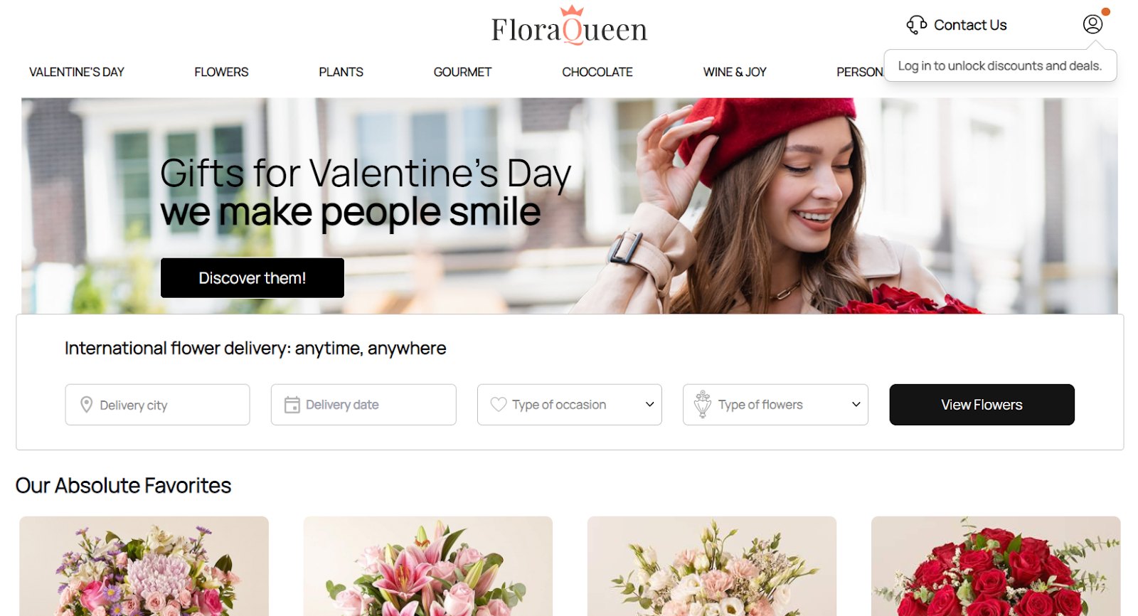 Best florist websites  design example from FloraQueen.