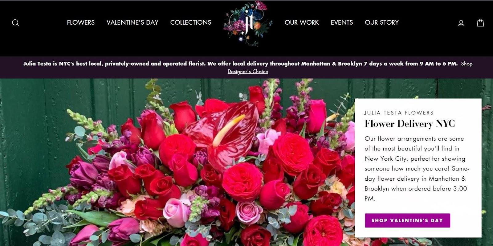 Best florist websites  design example from Julia Testa.