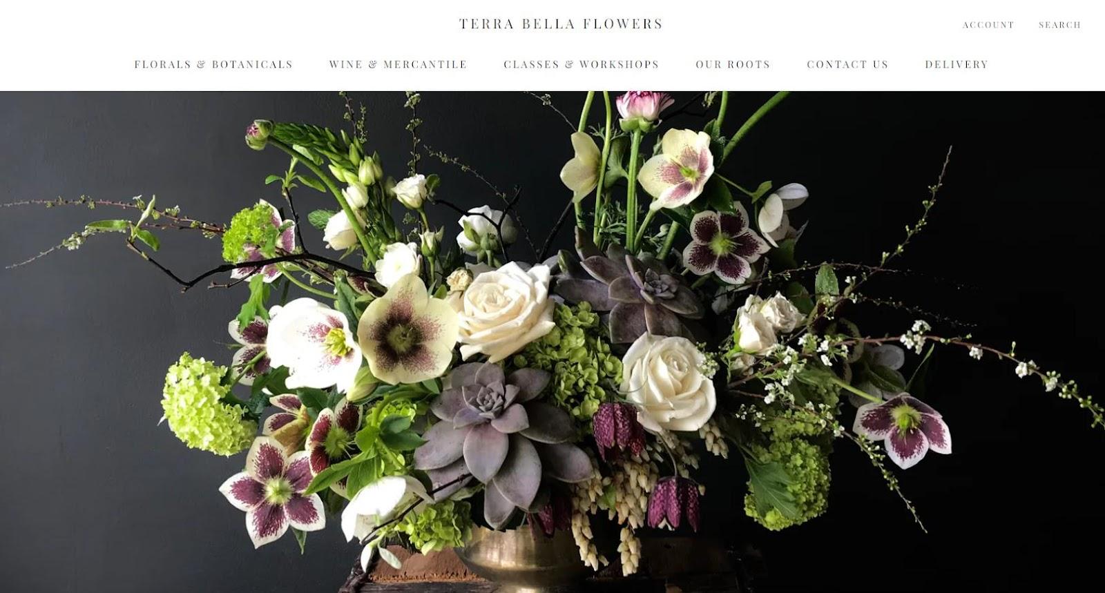 Best florist websites  design example from Terra Bella Flowers.