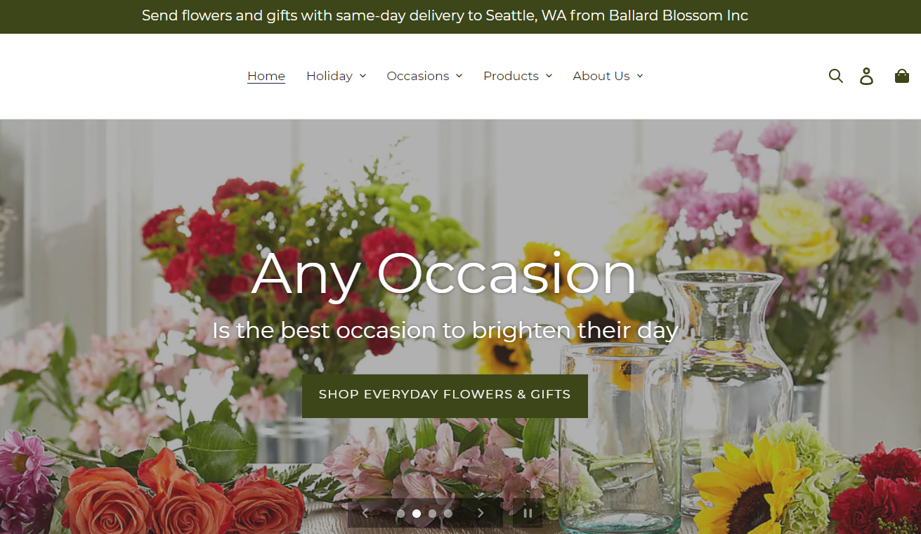 Best florist websites  design example from Ballard Blossom.